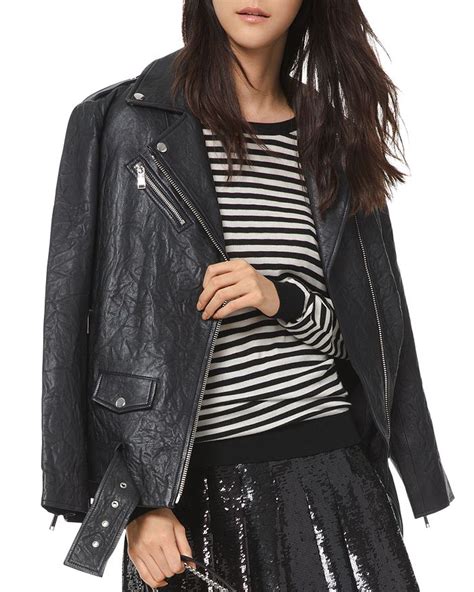 michael michael kors textured leather moto jacket